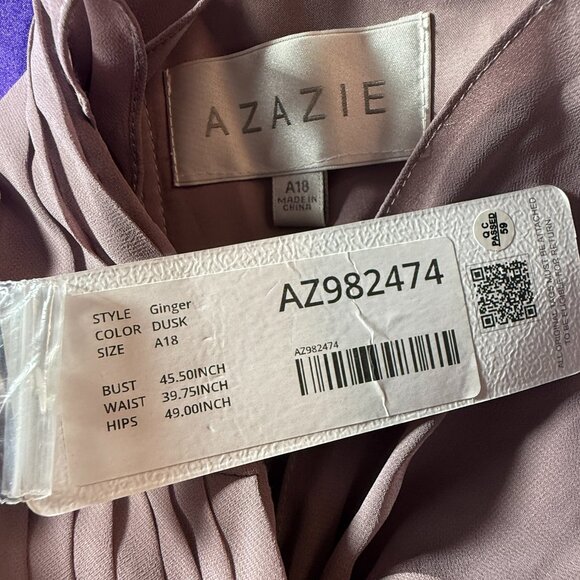 NEW 📌Azazie Pleated Keyhole Back Halter Neckline Chiffon Bridesmaid -Prom Dress - Picture 14 of 15